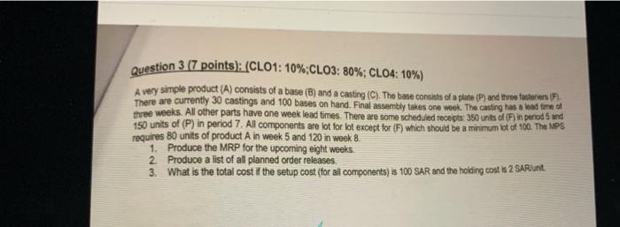 please bulid up the mrp schedule same as in the