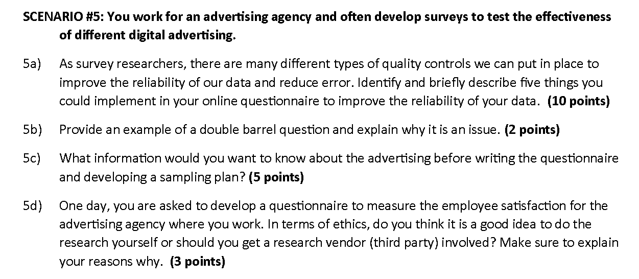 SCENARIO #5: You work for an advertising agency