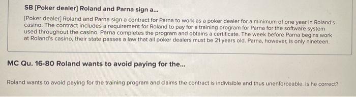 business law SB (Poker dealer) Roland and Parna