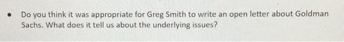 . Do you think it was appropriate for Greg Smith