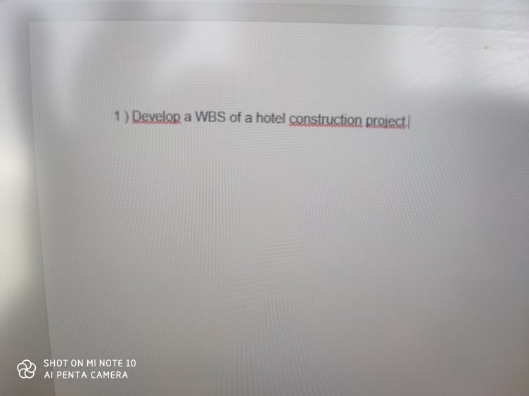 ONLY WBS SOLUTON 1 ) Develop a WBS of a hotel