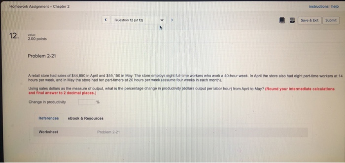 Homework Assignment - Chapter 2 Instructions help