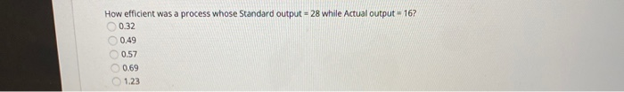 How efficient was a process whose Standard output