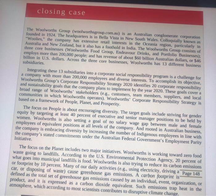 please answer the three questions. closing case