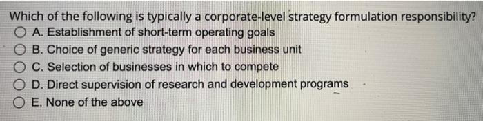 just need answer Which of the following is