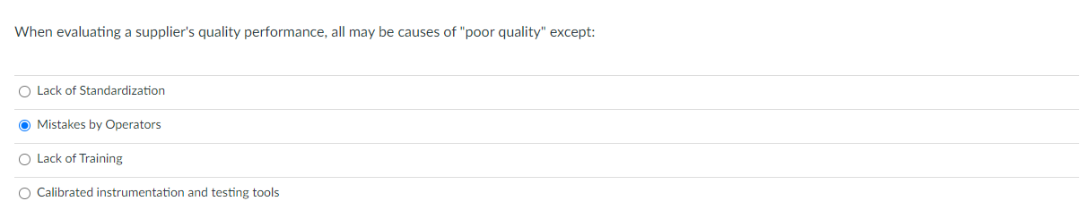 When evaluating a supplier's quality performance,