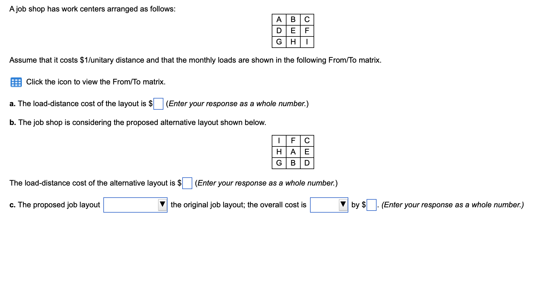 A job shop has work centers arranged as follows: