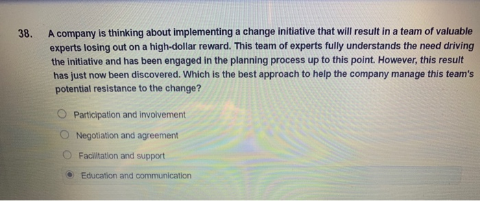 organization development 38. A company is