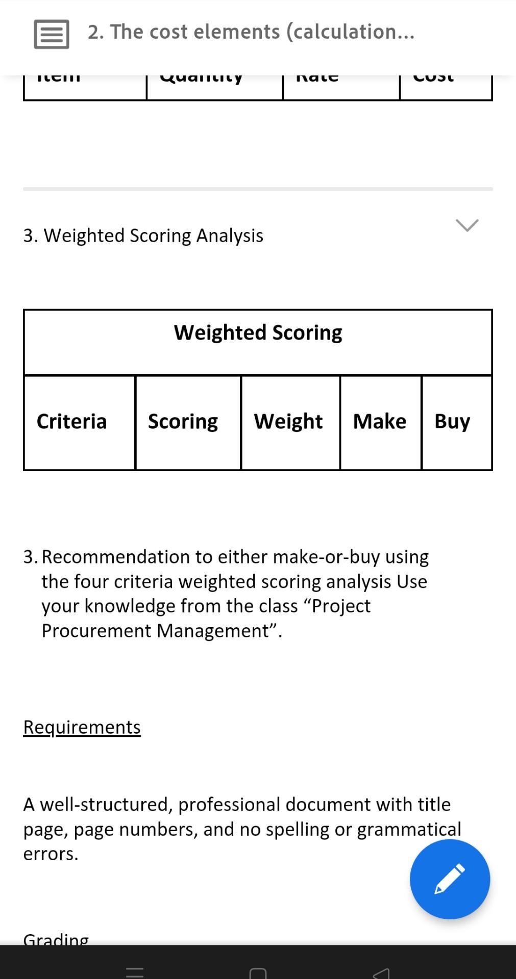 kindly solve it asap Assignment: MAKE OR BUY