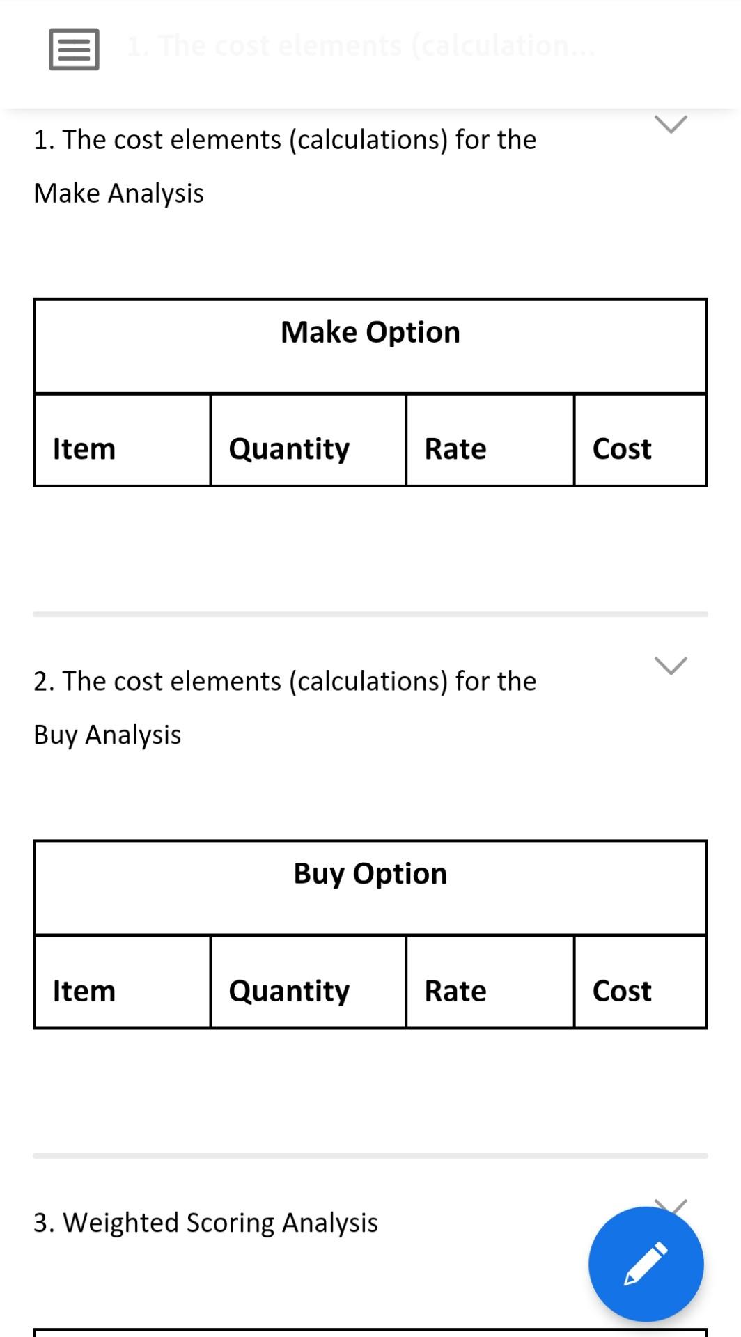 kindly solve it asap Assignment: MAKE OR BUY