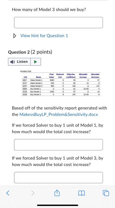 Listen Variable Cels Final Reduced Objective Cell