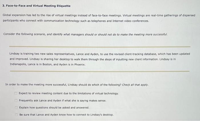 3. Face-to-face and Virtual Meeting Etiquette