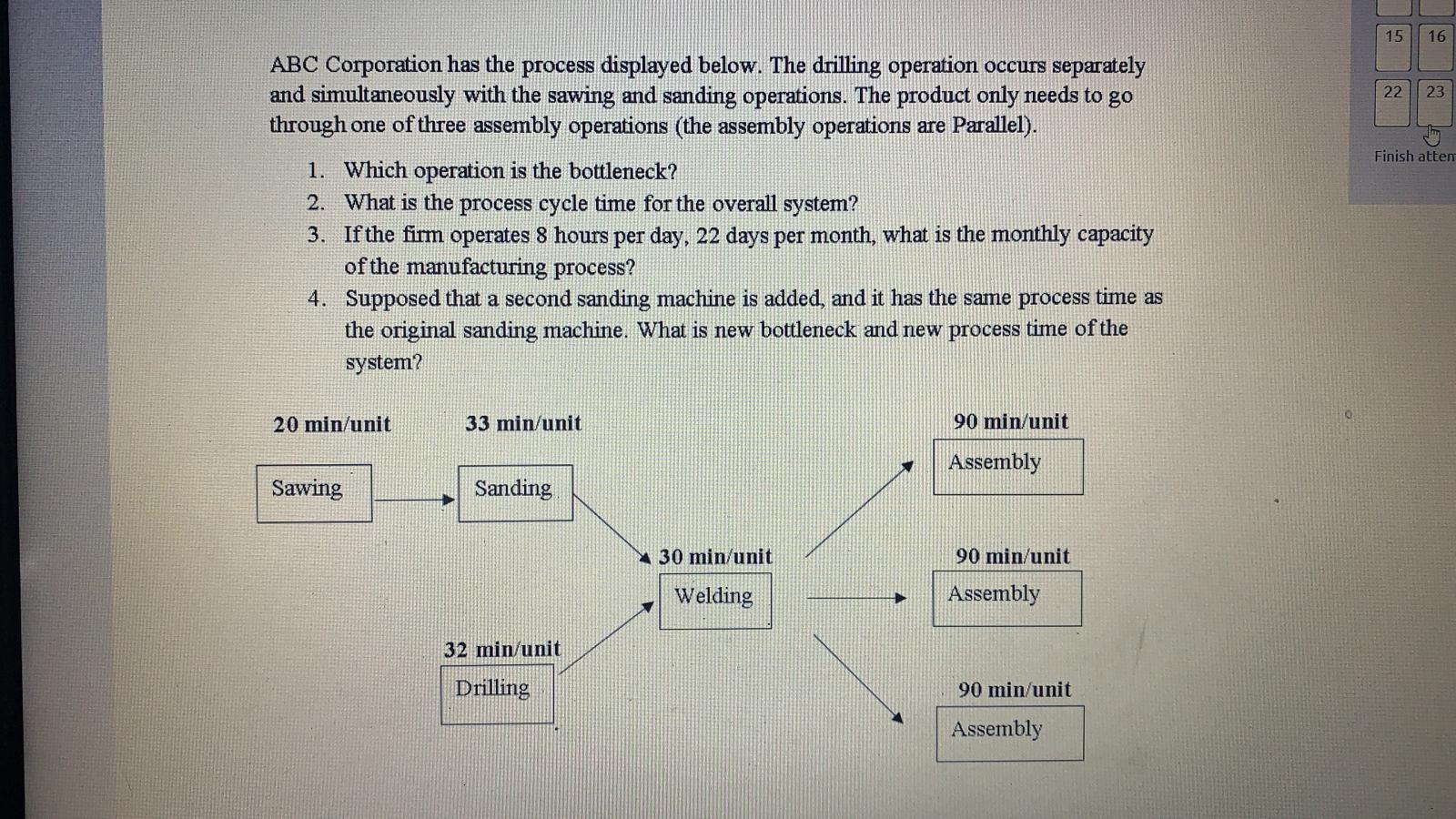 15 16 22 23 Finish atten ABC Corporation has the