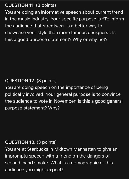 QUESTION 11. (3 points) You are doing an