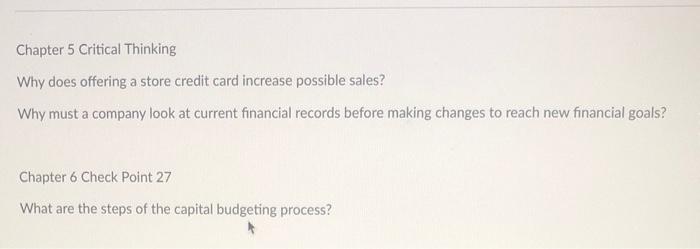 Chapter 5 Critical Thinking Why does offering a