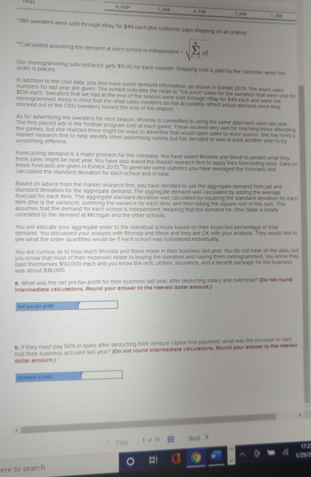 problem 20-1 Check my work Analytics Exercise