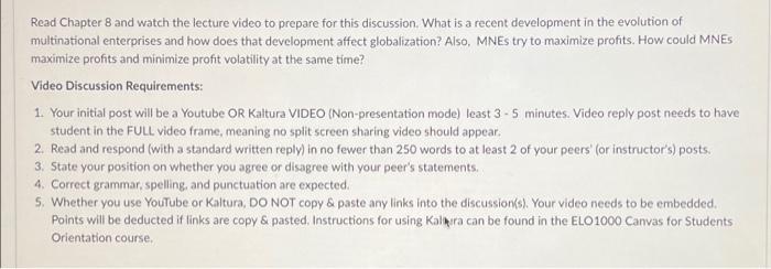 Please answer it! Read Chapter 8 and watch the