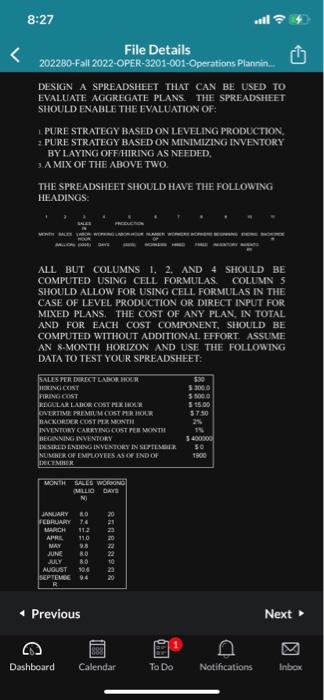 DESIGN A SPREADSHEET THAT CAN BE USED TO EVALUATE