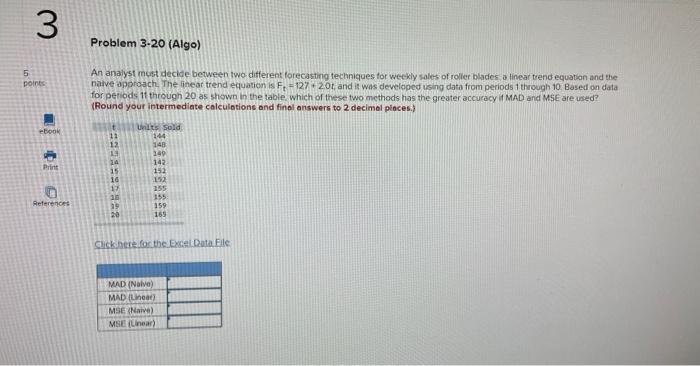 3 5 points ebook Print References Problem 3-20