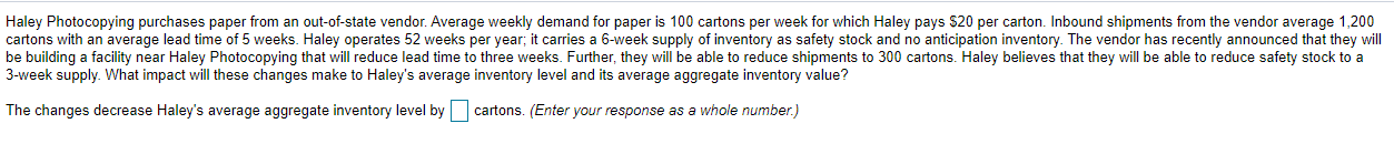 a. The changes decrease Haley's average inventory