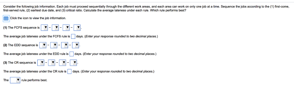 Consider the following job information. Each job