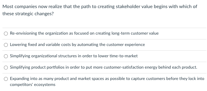 Most companies now realize that the path to