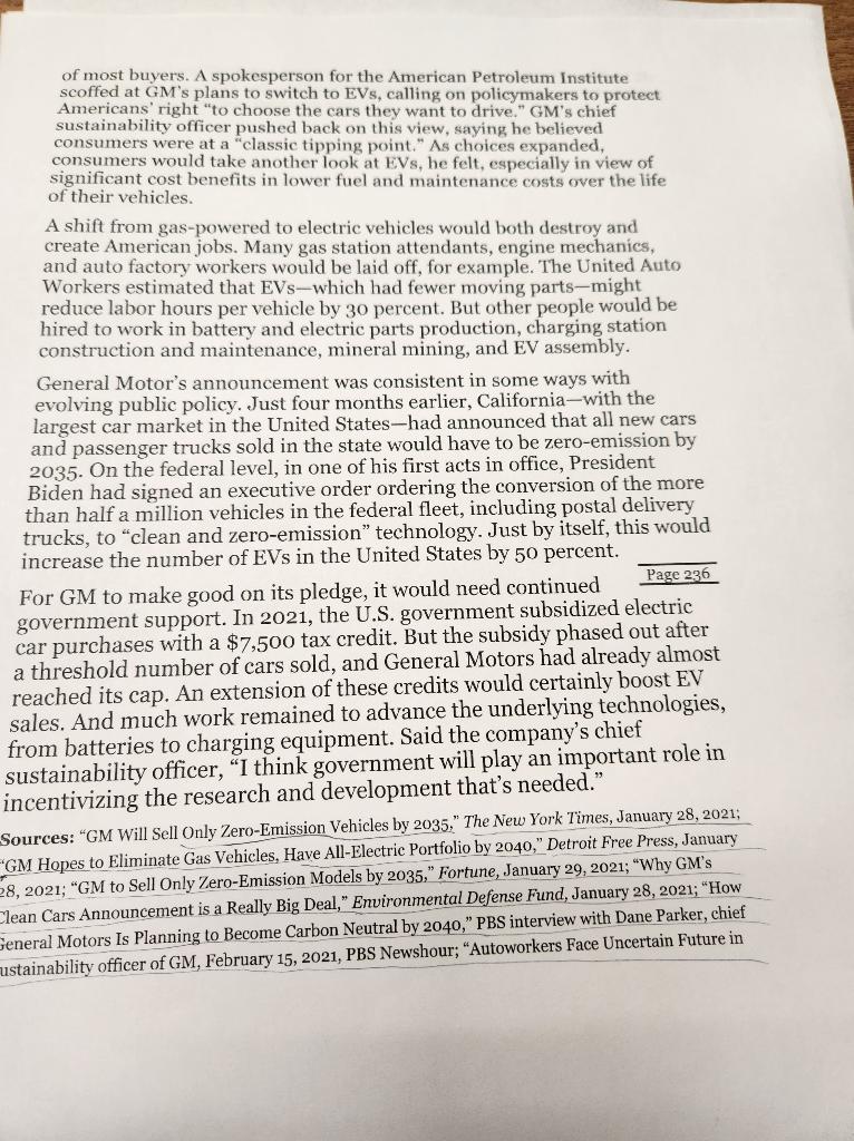 Discussion Case: General Motors' Drive for Carbon