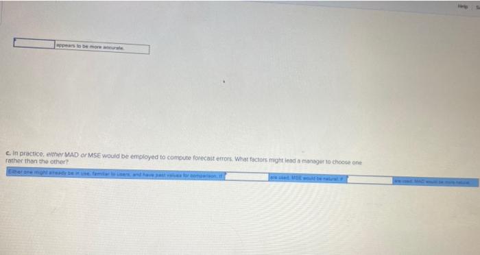Two different forecasung techniques (F1 and 2