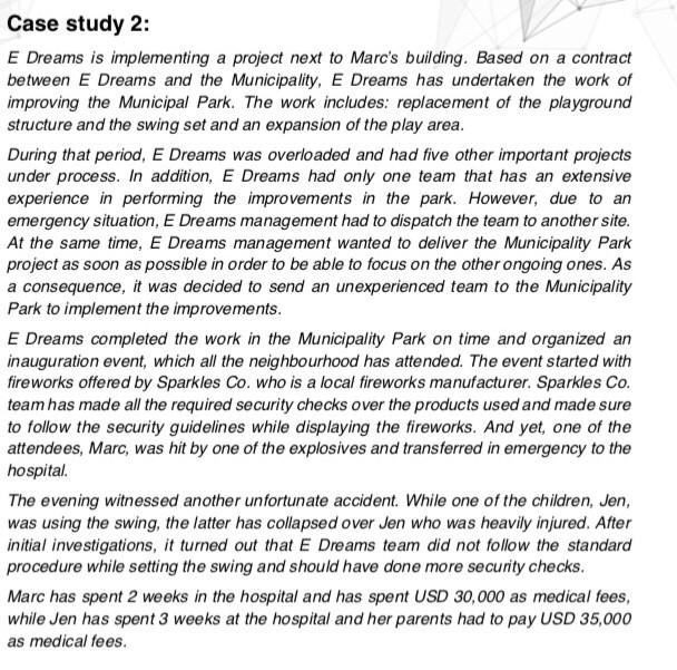 please help me answering in your words Case study