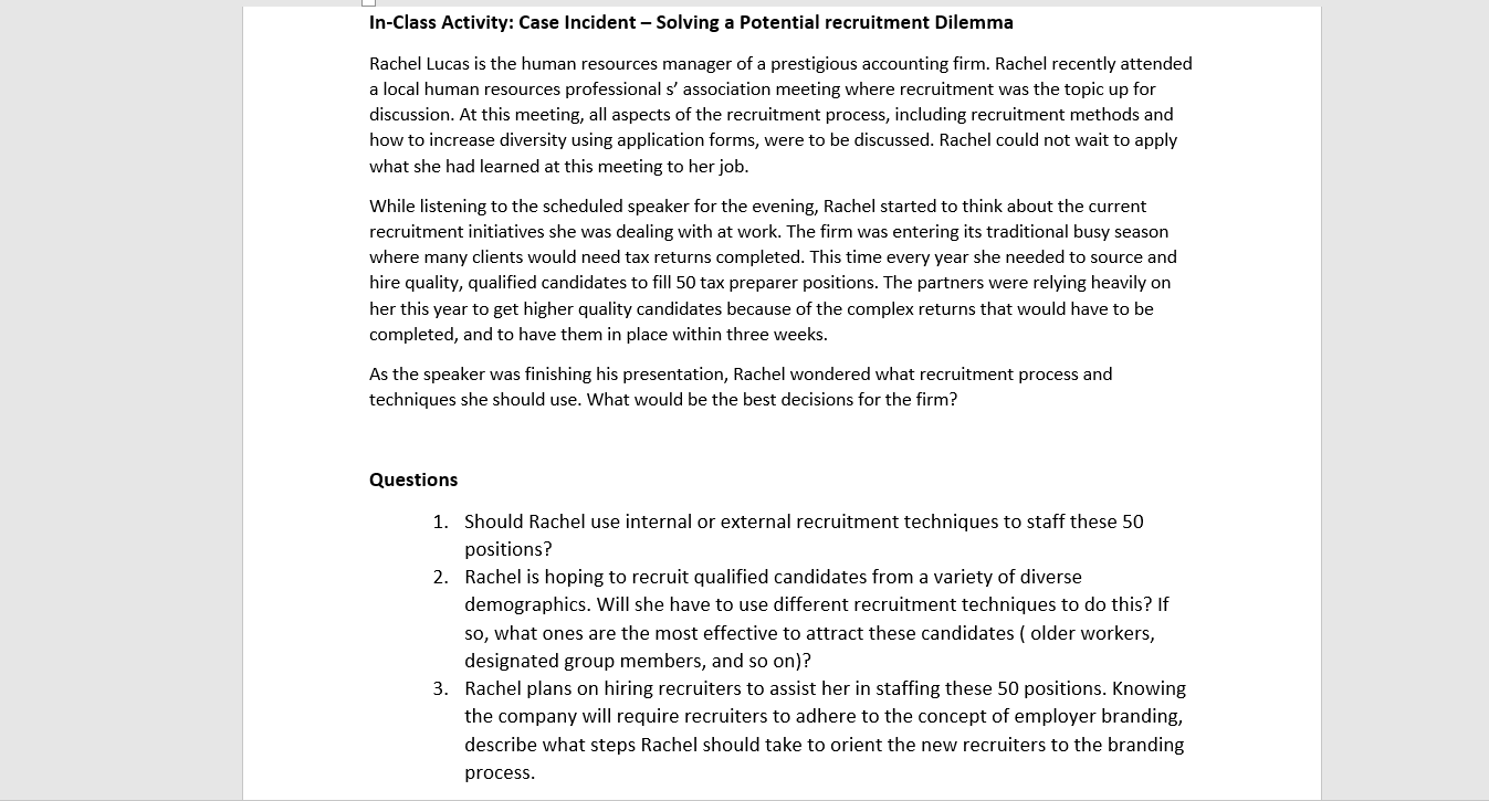 In-Class Activity: Case Incident - Solving a