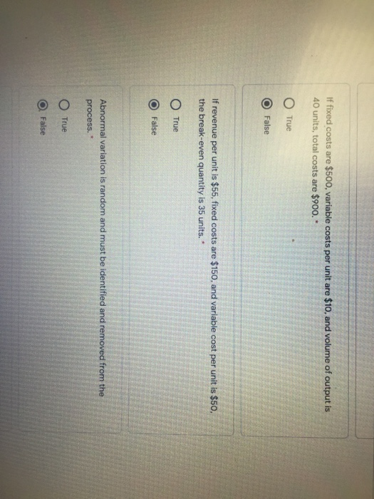 If fixed costs are $500, variable costs per unit