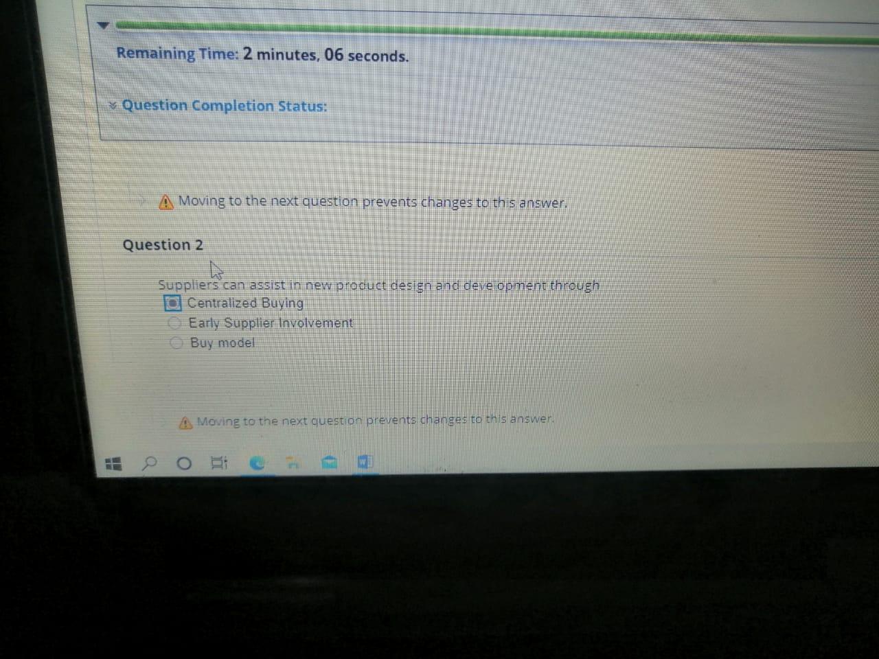 chose the correct answer Subject is supply chain