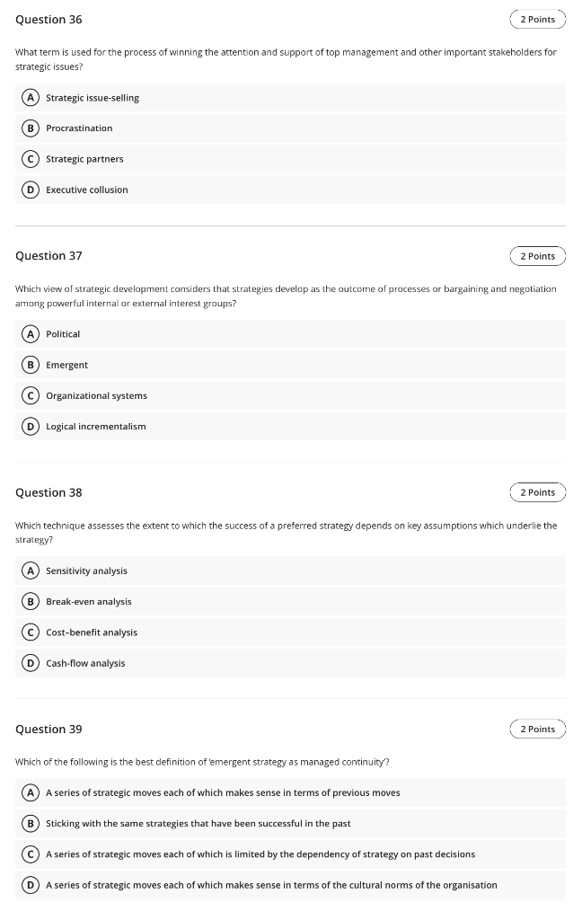 Question 36 2 Points What term is used for the