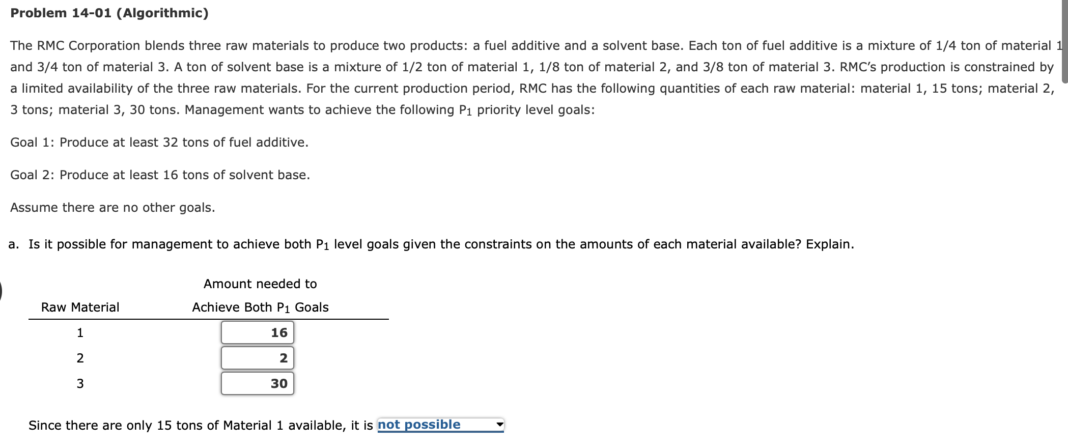 Problem 14-01 (Algorithmic) The RMC Corporation