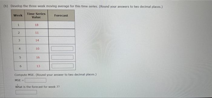 Consider the following time series data Week 1 2