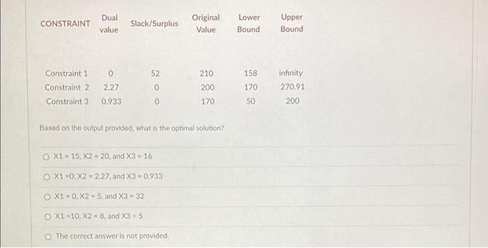 Carefully examine a sample OM output below Answer