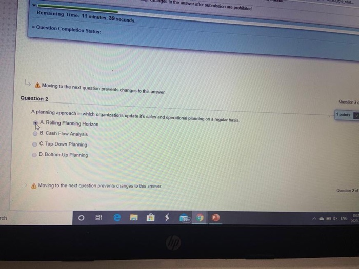 > Moving to the next question prevents changes to