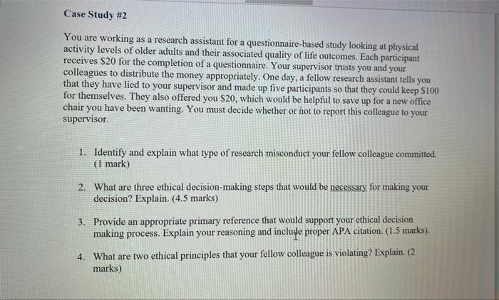 You are working as a research assistant for a