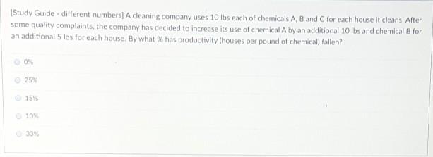 1Study Guide - different numbers] A cleaning