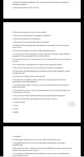 Multiple Choice Circle the most correct answer