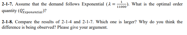 2-1. (Newsvendor Problem) Assume that the landed