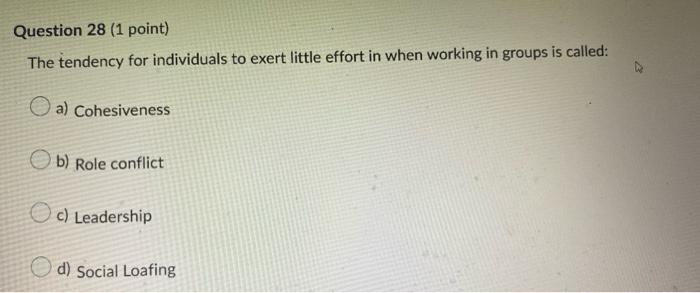 Question 26 (1 point) Groups in which members