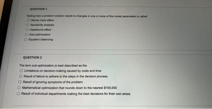 Teating how a problem noivition reacls to changes