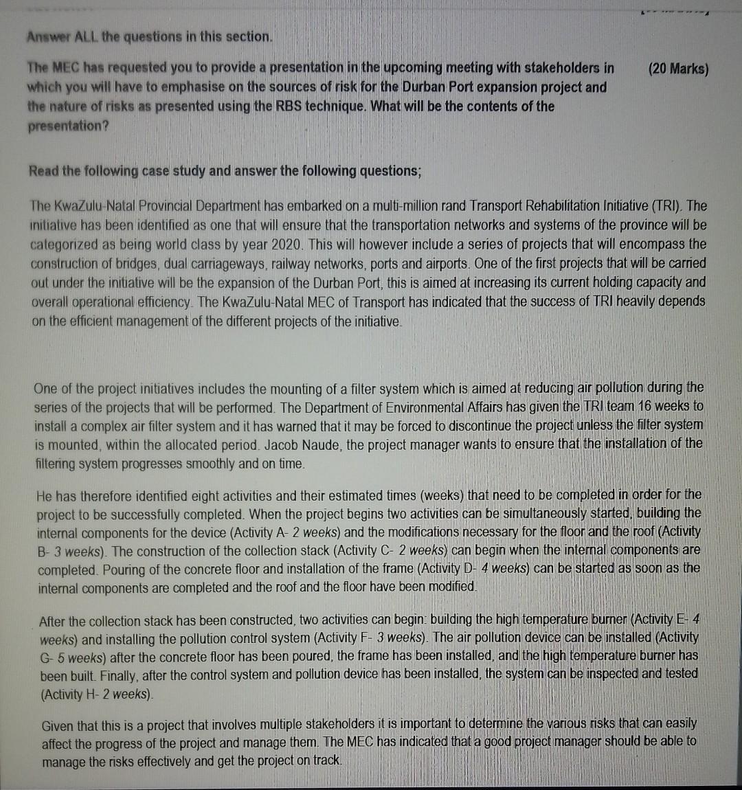 Answer ALL the questions in this section. (20