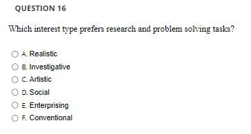 Which interest type prefers research and problem