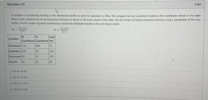 > Question 31 3 pts A company is considering