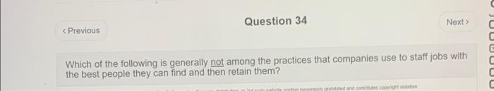 question 34 Question 34 Next > C < Previous C