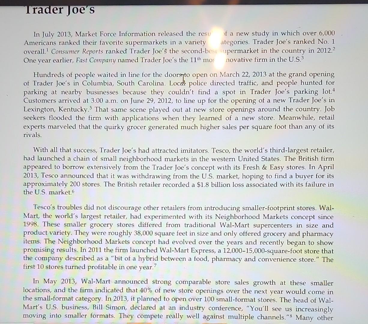 The Trader Joe's case deals with decision making