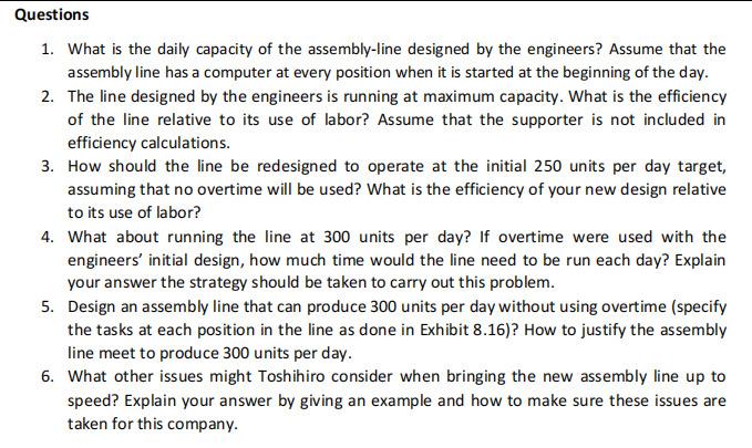 Please answer each questions below based on the