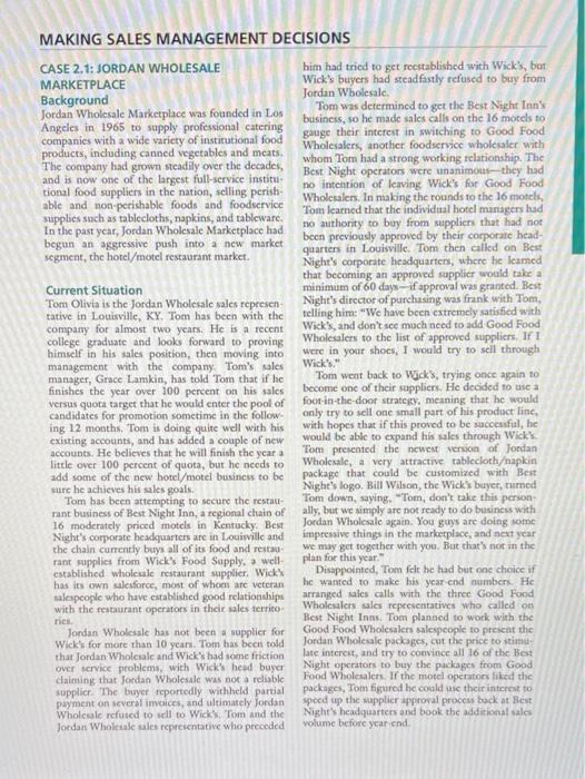 Question 2 & 3 please MAKING SALES MANAGEMENT